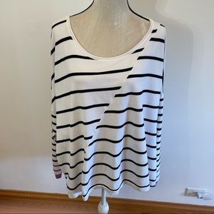 Lane Bryant black/white striped zipper back sweater 26/28